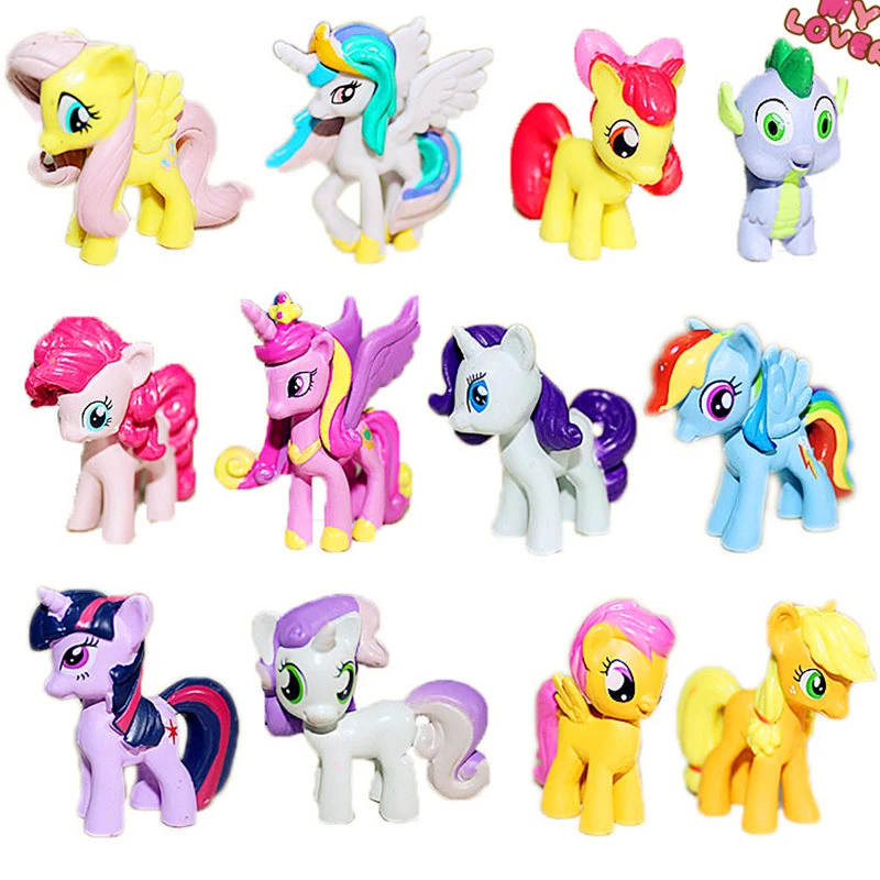 12 Pcs/set Unicorn Rainbow Dash Horse 