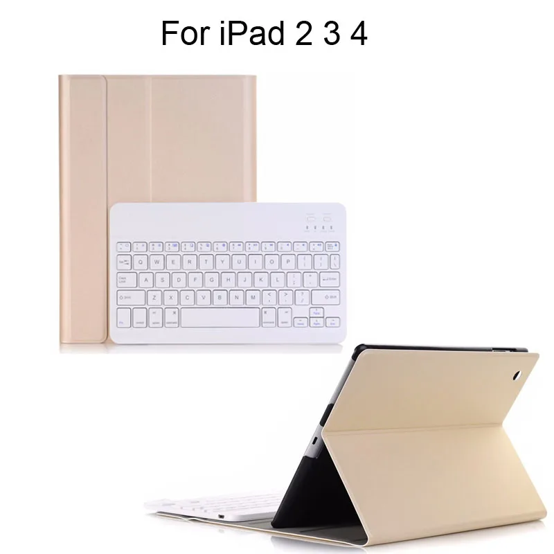 

Bluetooth Wireless Keyboard Case for Apple iPad 2 3 4 Leather Smart Cover Auto Sleep/Wake Ultra-Slim Lightweight ABS Detachable