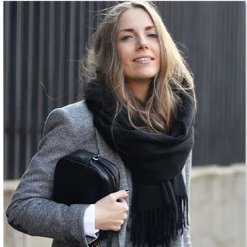 

[xiuke]scarves new Autumn and winter fashion cashmere wool long scarf shawl warps Solid color classic luxury scarves