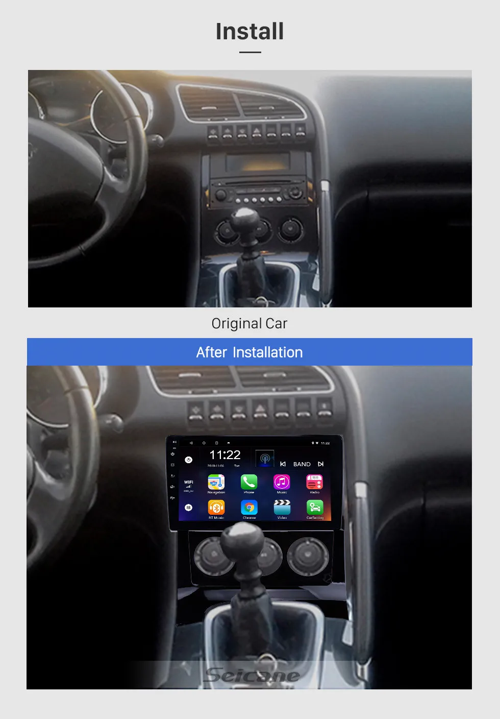 Top Seicane Android 8.1 9 inch Car Auto Radio for 2009-2012 Peugeot 3008 with Bluetooth music GPS Navigation Steering Wheel Control 2