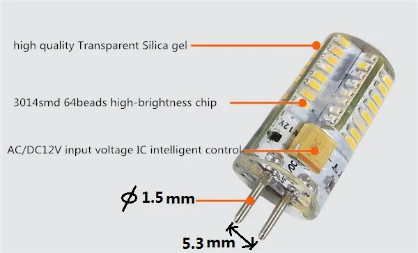 Энергосберегающие эффективный светодиодный GU5.3 12V силикагель светодиодный g5.3 AC12V светодиодный GU5.3 AC12V светодиодный G5.3 DC12V 3014 64 бусины заменить галогенные лампы