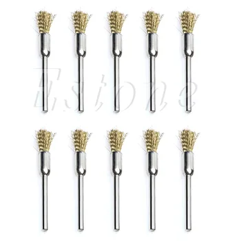 

10pcs Mini Wire Brush Brushes Brass Cup Wheel for Dremel Drill 3x5mm New
