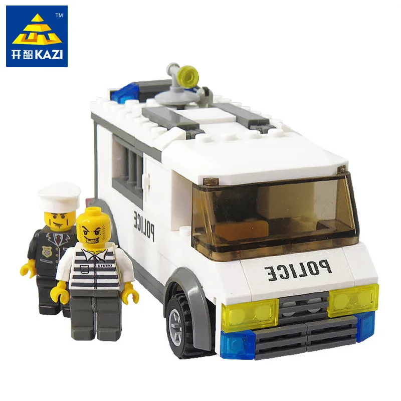 

KAZI Original Building Blocks 135pcs City Police Prisoner Car Model Building Assembling Bricks Kit Toys for Children Brinquedos
