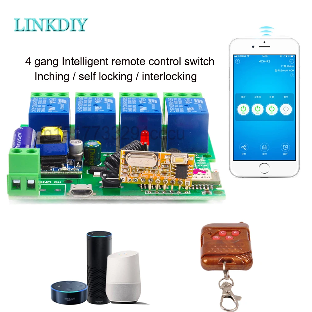 

Remote Wireless Switch Universal Module Smart Remote Control 4ch DC 5V 12V 32V 220V Wifi Switch Timer for Smart Home