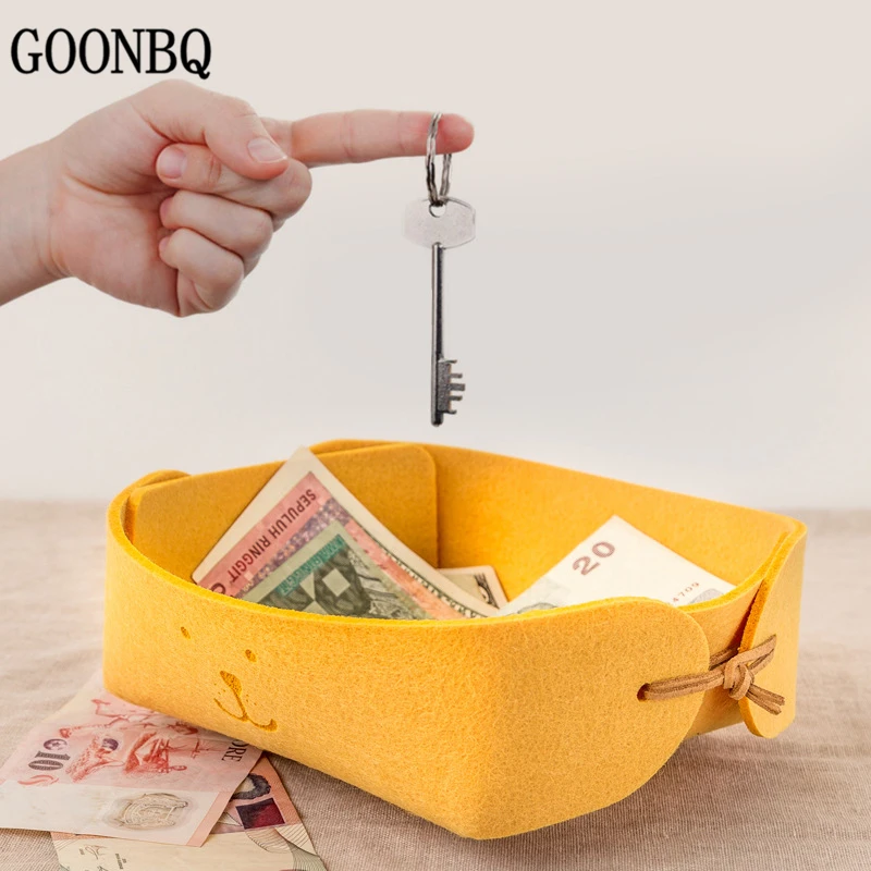 

GOONBQ 1 pc Cute Dog Desktop Storage Tray Wool Felt Sundries Storage Box Office Key Jewelry Money Storage Box Dropshipping