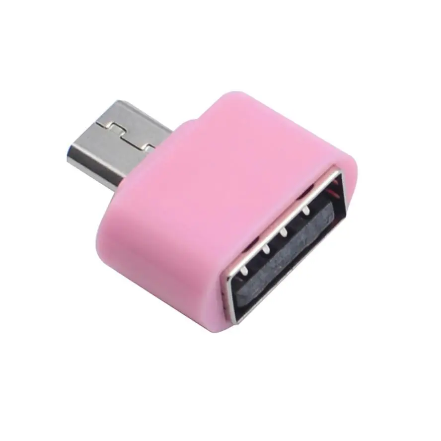 Микро USB к USB OTG мини адаптер конвертер для Android смартфона 19 января - Цвет: Pink