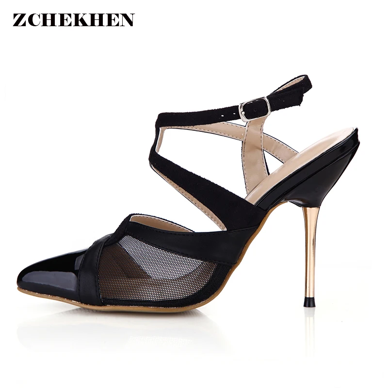 

Large Sizes 35-43 Brand Design Summer Women Shoes office Woman High Heels 10.7CM Metal High Heel Party Wedding Sandals Women