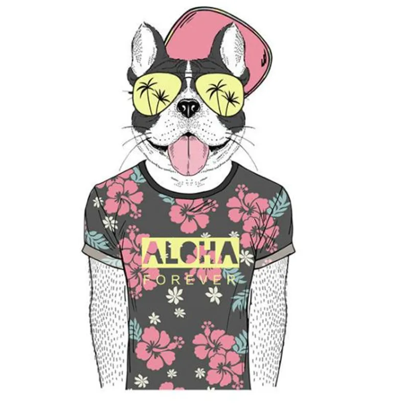 

Fashion PVC Patch POP dog deal with it Clothes Heat Transfer Printing T shirt girl iron on patches for clothing women Stickers