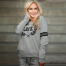 2019 Winter Womens Sweatshirt Casual Love Letters Print Pullover Female Long Sleeve Sweatshirt Pullover Tops L0717 ornate print long sleeve casual sweatshirt