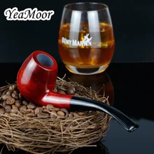 Классическая курительная трубка ручной работы, фильтр 9 мм, красные сандалии, деревянная трубка, курительная трубка, винтажные изогнутые дымовые трубы, 10 инструментов, бесплатный подарочный набор