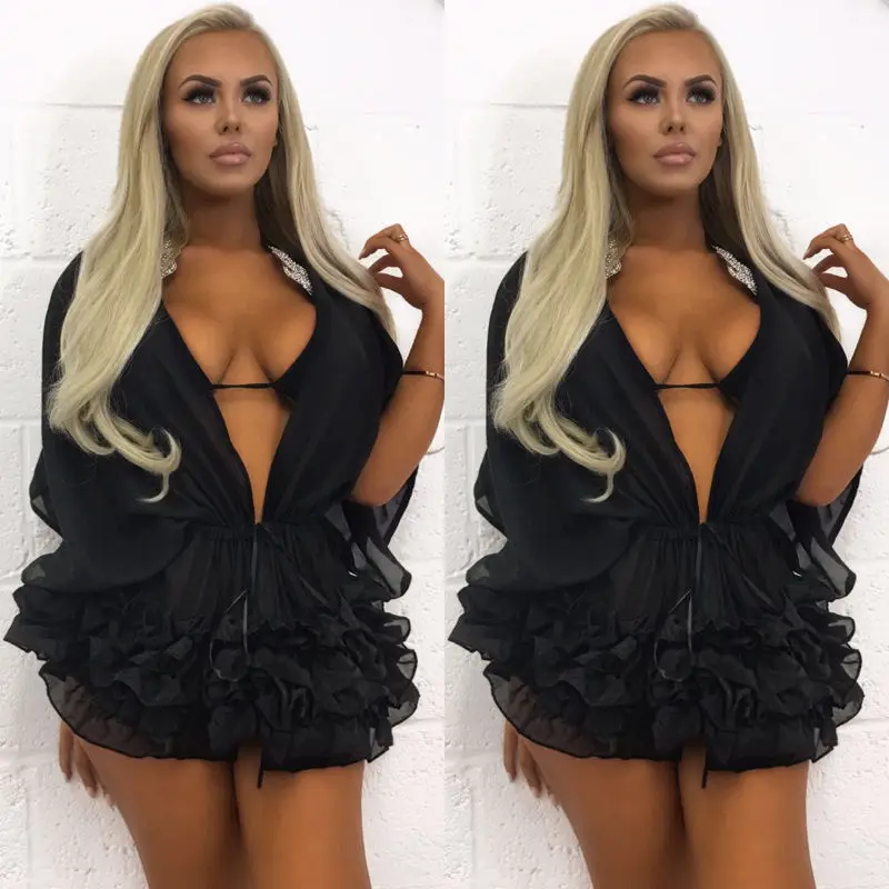 

Hot Summer Ruffles Swimming Cover-Ups Women Beachwear Swimwear Bikini Cover Up Kaftan Ladies Summer Sundress Clothes