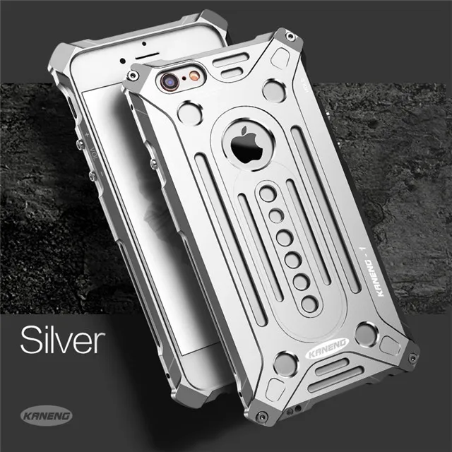 Silver KANENG Модные Роскошные тяжелых металлов Алюминий противоударный красочные мобильного телефона Чехлы для Apple iPhone 6 6s 6 Plus 6s плюс - Цвет: Silver
