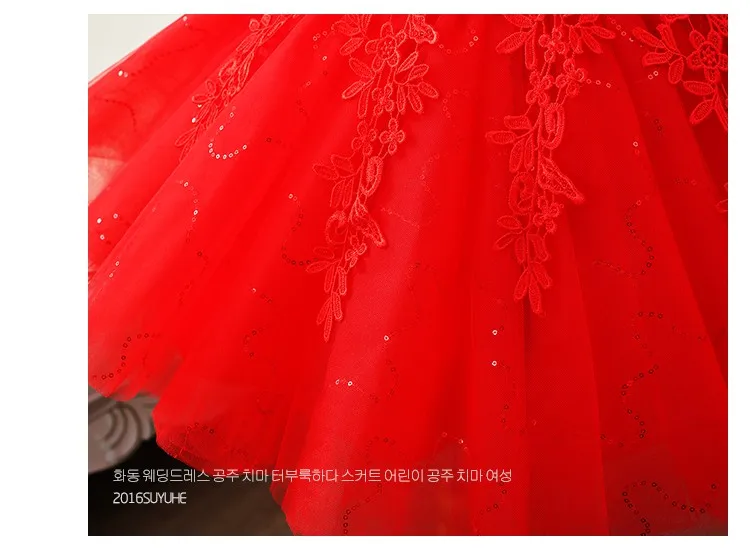 Высококачественное красное/белое платье с длинными рукавами для маленьких девочек 1 год, платье для дня рождения платье с блестками для крещения, свадьбы для младенцев