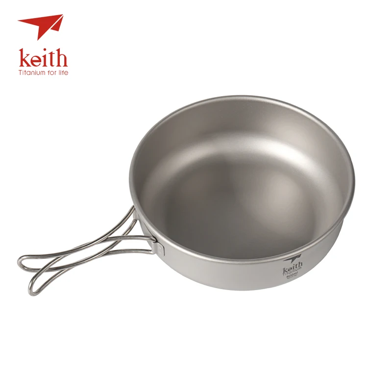 Keith Camping Titanium Bowls 300ml-600ml With Titanium Folding Handles Folding Bowls Cookware Tableware Cutlery Ti5323-Ti5326