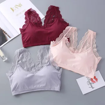 

Women Knitted Lace Tube Tops Wide Lace Straps Bra Underwear Top Summer Bralette Top