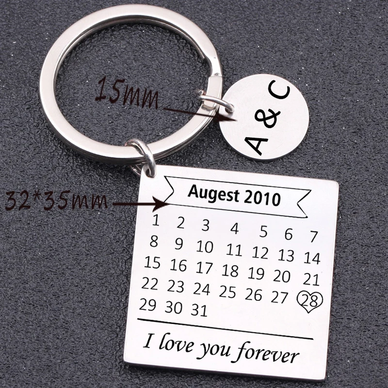 Брелок с гравировкой I Love you forever Personalized Customed Name And Special Date подарок для влюбленных