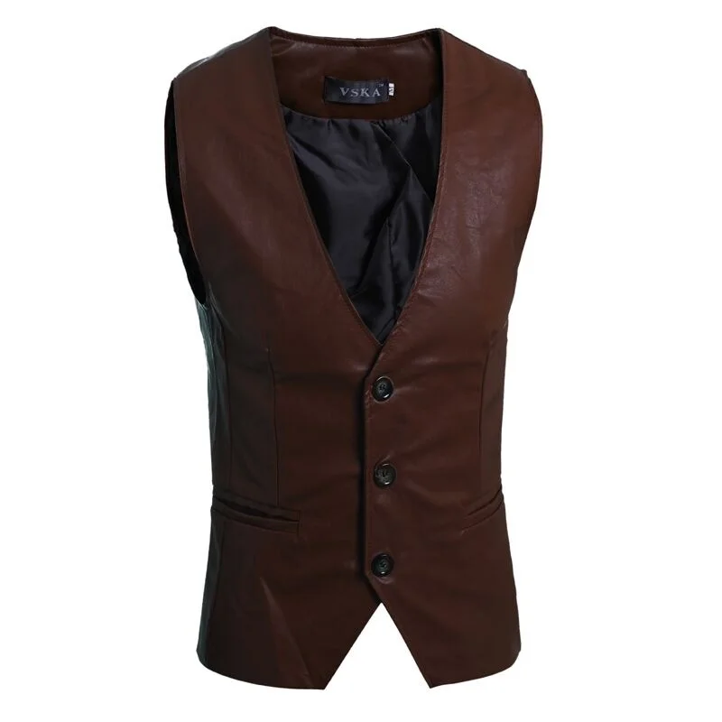 Slim PU Leather Waistcoat