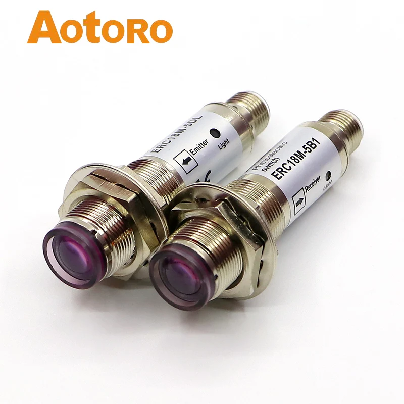 

M18 ERC18M-5B1,5DL transducer beam through PNP NO connector photo sensor