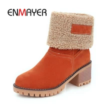 ENMAYER Ankle Boots Booties 2018 Woman Winter Boots Size 34-39 Pointed Toe Zip Causal Round toe Faux Fur Thick High heels CR2032 ENMAYER Ankle Boots Booties 2018 Woman Winter Boots Size 34-39 Pointed Toe Zip Causal Round toe Faux Fur Thick High heels CR2032