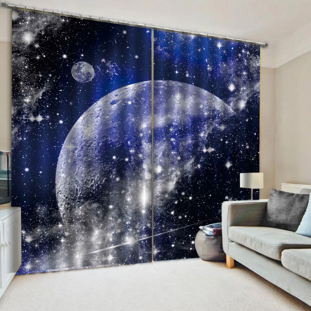 Us 50 69 63 Off Star Dark Blue Curtains European 3d Curtains Angel Design Curtains For Living Room Bedroom In Curtains From Home Garden On