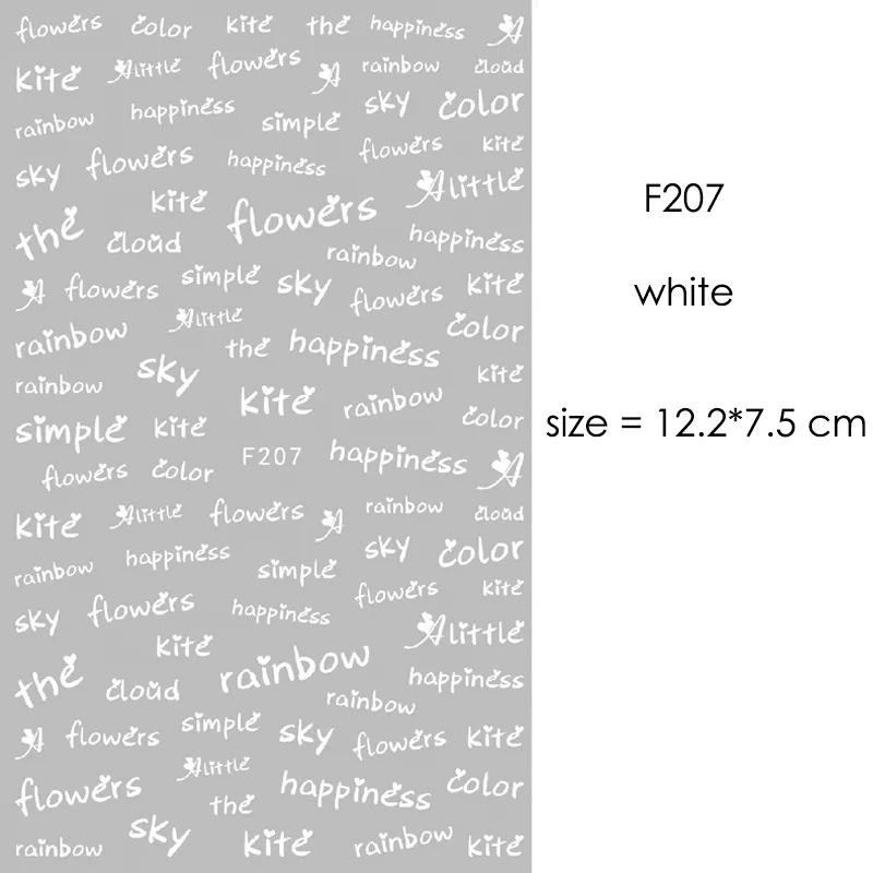 F серия наклейки для дизайна ногтей золотые слова серебряные буквы белый алфавит Черный ABC наклейки для дизайна ногтей самоклеющиеся F205-211 - Цвет: F207 White