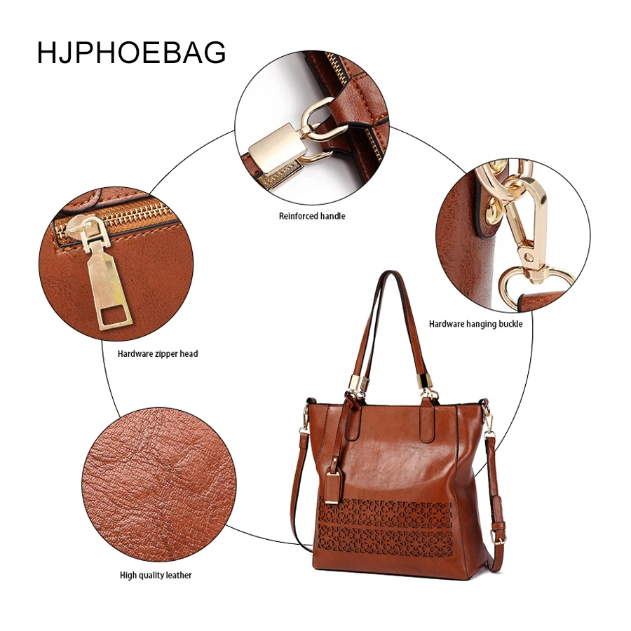 HJPHOEBAG New women's shoulder bag retro Pu leather Messenger bag hollow ladies bag oily multi-color women's handbag YC022