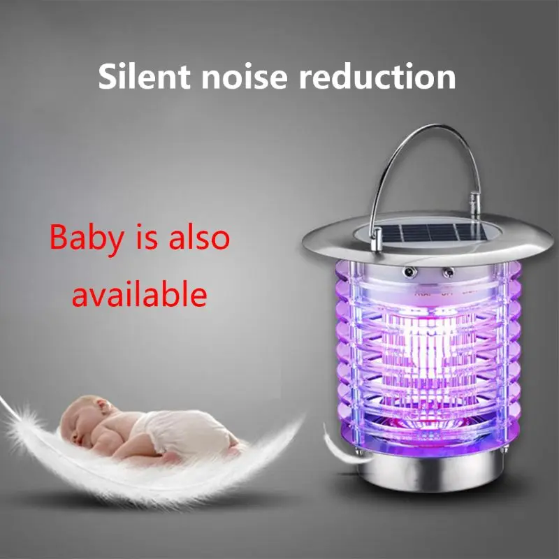 Portable Solar Powered Insect Pest Bugs Fly Mosquito LED Light Lamp For Indoor Outdoor Residential House Garden Lawn