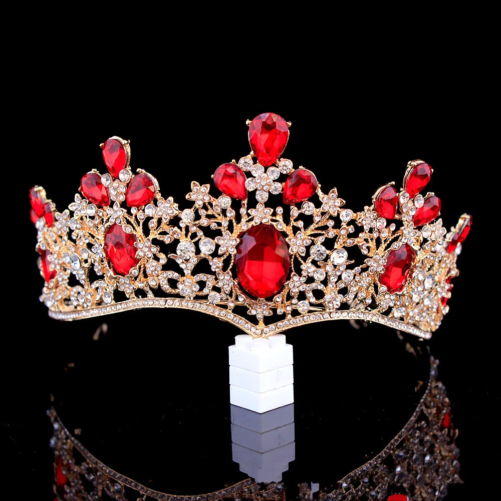 Барокко красочные Принцесса Кристалл Свадебные короны Кристальные тиары queen диадема дамы банданы для мужчин события аксессуары волос
