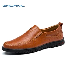 GNORNIL Brand Men Genuine Leather Loafer Shoes 2018 Fashion Soft Comfortable Slip On Casual Footwear Flats Men Business Shoes цена GNORNIL Brand Men Genuine Leather Loafer Shoes 2018 Fashion Soft Comfortable Slip On Casual Footwear Flats Men Business Shoes цены онлайн
