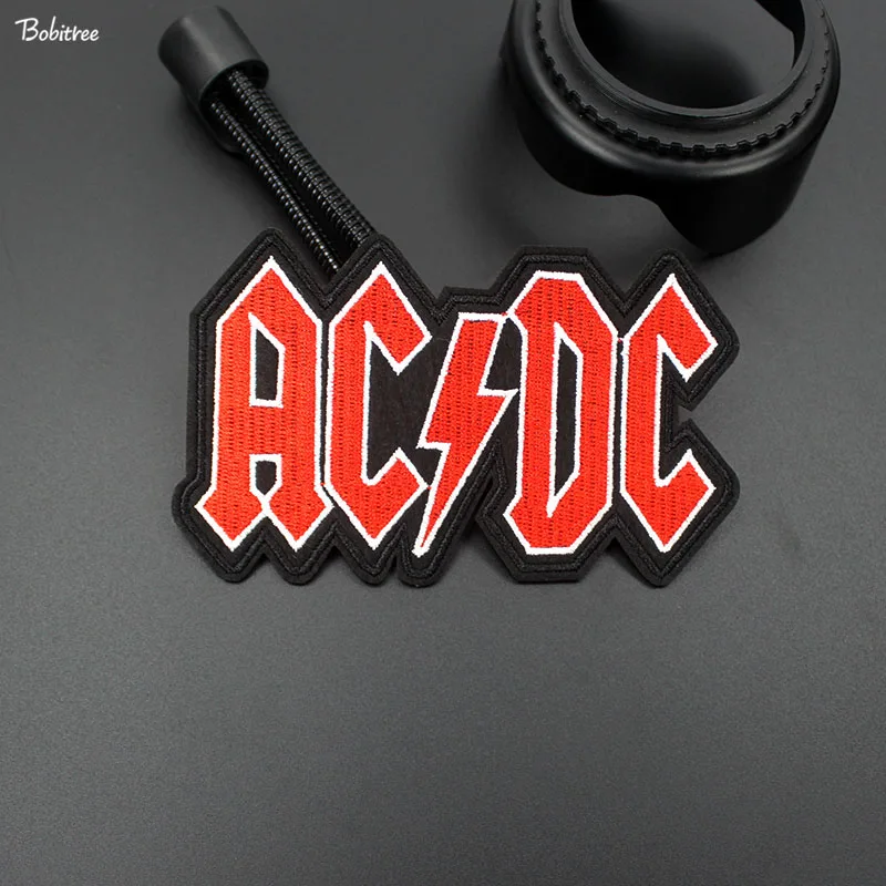 Мода красный ACDC Гладильные значки-нашивки рок-музыка наклейки вышивка аппликация для куртки джинсы DIY Пэчворк