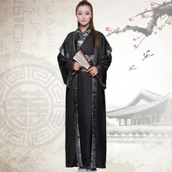 2019 Новый hanfu мужской костюм Тан древний ученый chivalrous valiant воин для женщин и мужчин черный костюм hanfu для китайской девушки