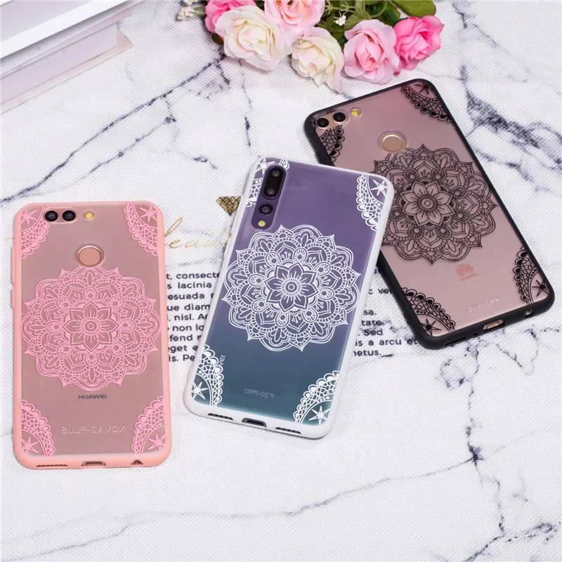Case For Huawei P20Lite Cases Luxury 3D Relief Lace Flower TPU + PC Silicone Case For Huawei P8 P9 P10 P20PRO Mate10 Case Coque (2)