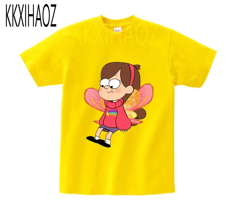yellow childreTshirt KKXIHAOZ/детская одежда для маленьких девочек хлопковая футболка с короткими рукавами и рисунком Гравити Фолз рубашка Enfant футболка для маленьких мальчиков на осень, NN - Цвет: yellow childreTshirt