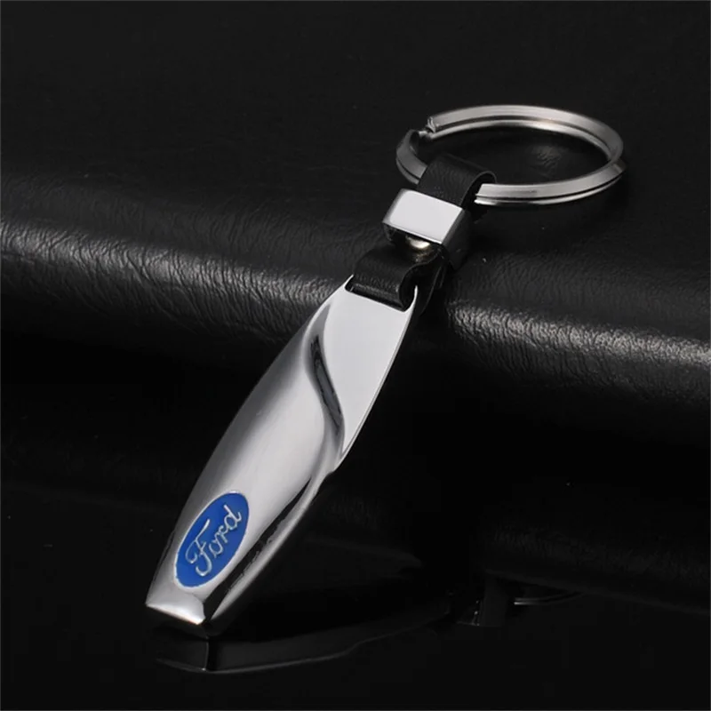 

Metal keychain Car Logo Key chain Leather Keychains Water drop shape key holder keychains for Ford