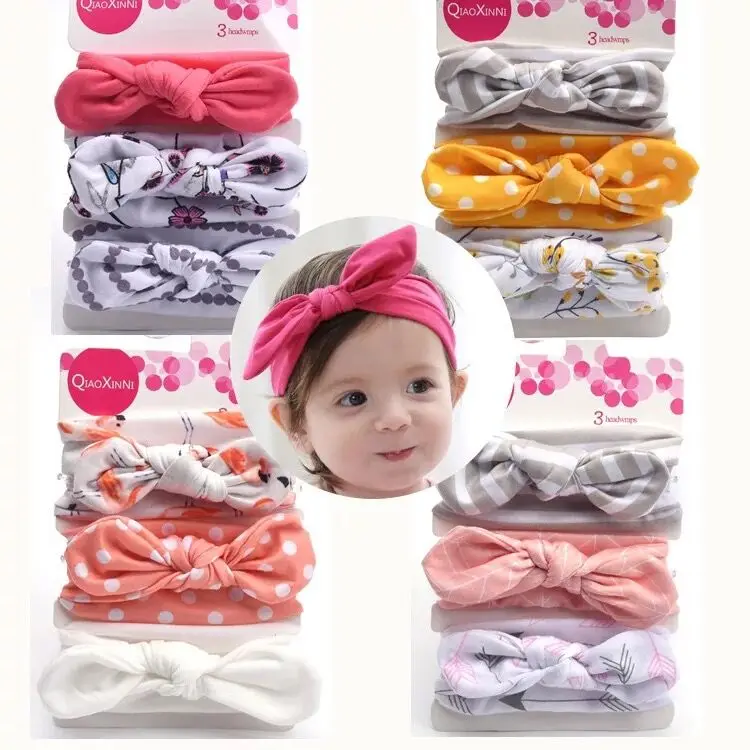 

3Pcs Baby Headband Girls Bowknot FlowerHair Band Accessories Baby Cotton Headwear Cute Rabbit Ear Elastic Kids Hair Accessories1
