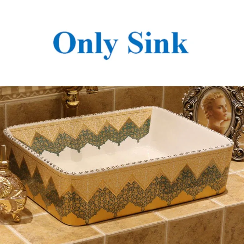 Only sinks Прямоугольный керамический счетчик для ванной комнаты раковина для мытья рук фарфоровая раковина для мытья раковины для ванной комнаты - Цвет: Only sinks