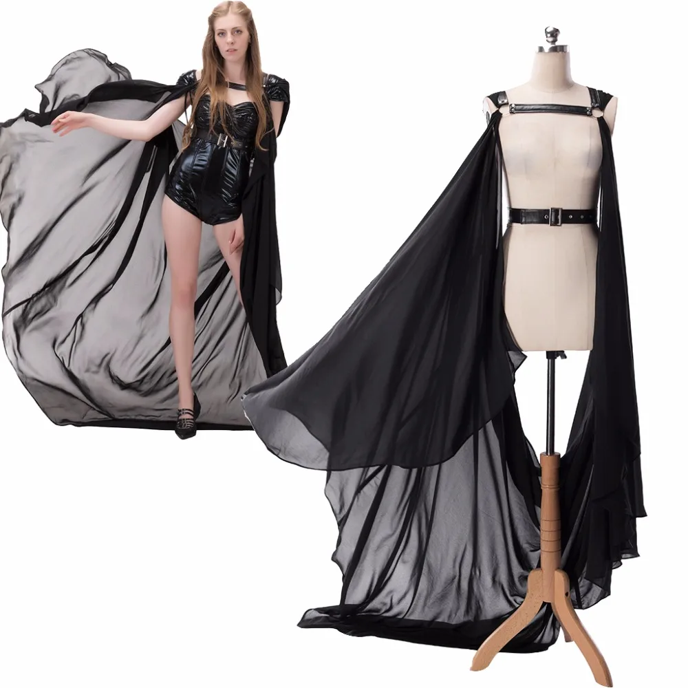 Black Mysterious Magic Fantasy Cloak Cape Draped cape harness Medieval
