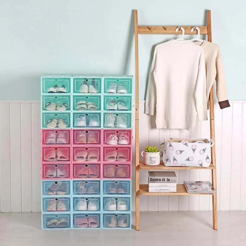 

1pc Shoe Box Shoes Storage Artifact Transparent Plastic Storage Box Flip Drawer Boxes D