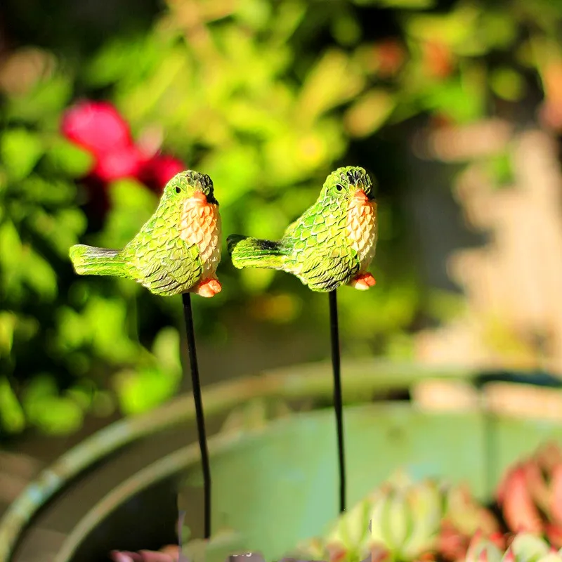 Полимерные миниатюрные импортные товары, ручная роспись, зеленая птица, садоводство, вставные украшения для сада на открытом воздухе