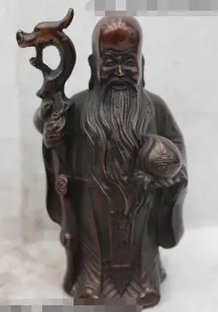 

Free shipping S02972 8"Chinese Fengshui purple Bronze blessing the god of longevity Ru Yi Statue
