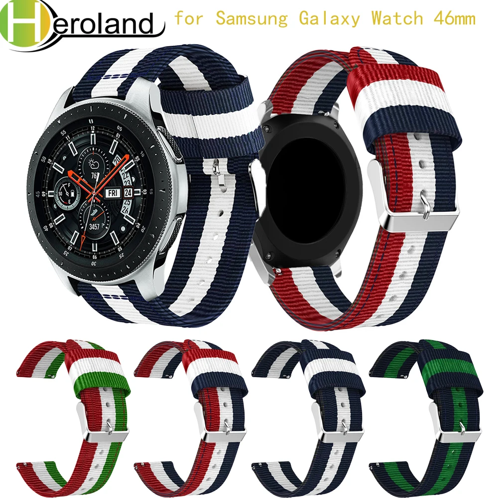 

Genuine Nylon Sport 22MM watch band For Samsung Galaxy Watch 46MM smart watch Strap Bracelet Replacement Wristband Adjustable