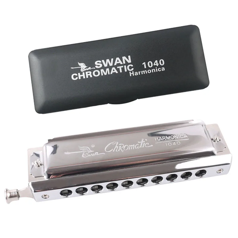 

Chromatic Swan Harmonica Metal 10 Hole 40 Tone Key of C C Reed Wind Mouth Hamonica Music Instrument For Sale