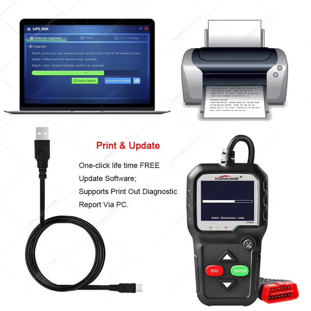 KW680 OBD2 сканер OBD Автомобильный диагностический инструмент автоматический диагностический инструмент чтение четких кодов ошибок русский OBD2 автомобильный сканер черный