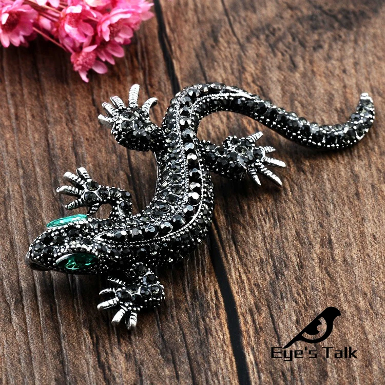 

Pins Lizard Brooch For Women's Shirt Cute Silver Gifts Fashion Jewelry Metal Cute Pin Set Enamel Rhinestone Jewelry Gecko Wicca