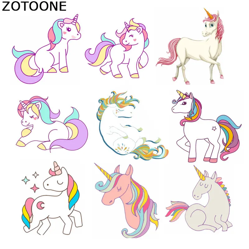 

ZOTOONE Stripes for Clothes Unicorn Iron on Transfers for Children's Clothing Bag Stickers Heat Press Appliqued Diy Patch Cute E