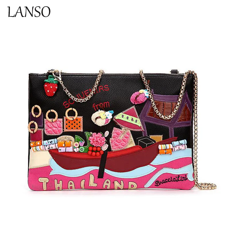 LANSO Women Bag Letter Chain Messenger Shoulder Bags Handbags