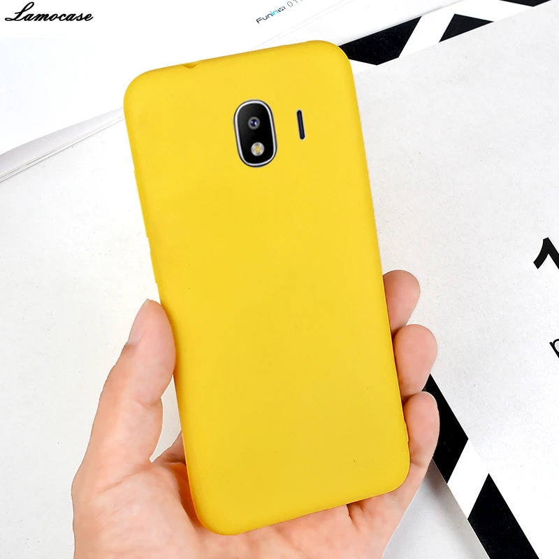 

Simple Yellow Case For Samsung Galaxy J2 Pro J3 J4 J6 J7 A6 A8 Plus 2018 Soft Silicone Cover Candy Color Phone Cases Protective