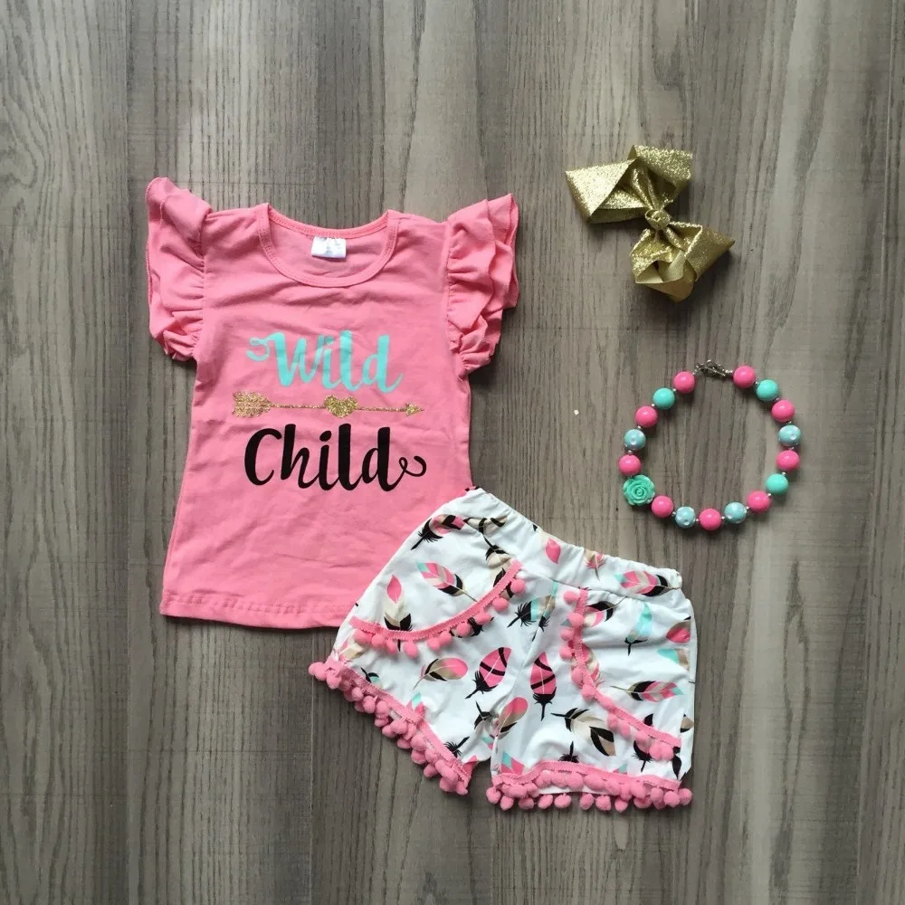 new Summer baby girls children clothes pom-pom shorts wild child about Jesus leopard outfits ruffles boutique match accessories - Image 2