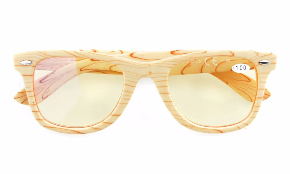 CGS003 очки для чтения бамбуковые деревянные дизайнерские классические желтые тонированные линзы компьютерные очки для чтения - Цвет оправы: Beige Stripe