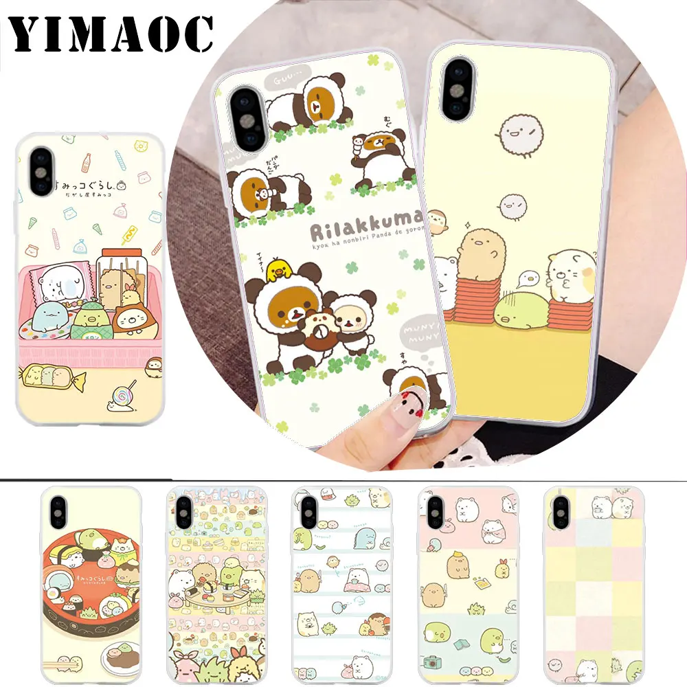 

YIMAOC sumikko gurashi Rilakkuma Soft Silicone Case for iPhone X r s Xr Xs Max 8 7 6S 6 Plus 5 5s SE